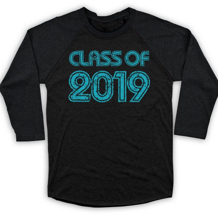 Class Of 2019 High School Graduation Teal Senior Baseball Raglan Shirt