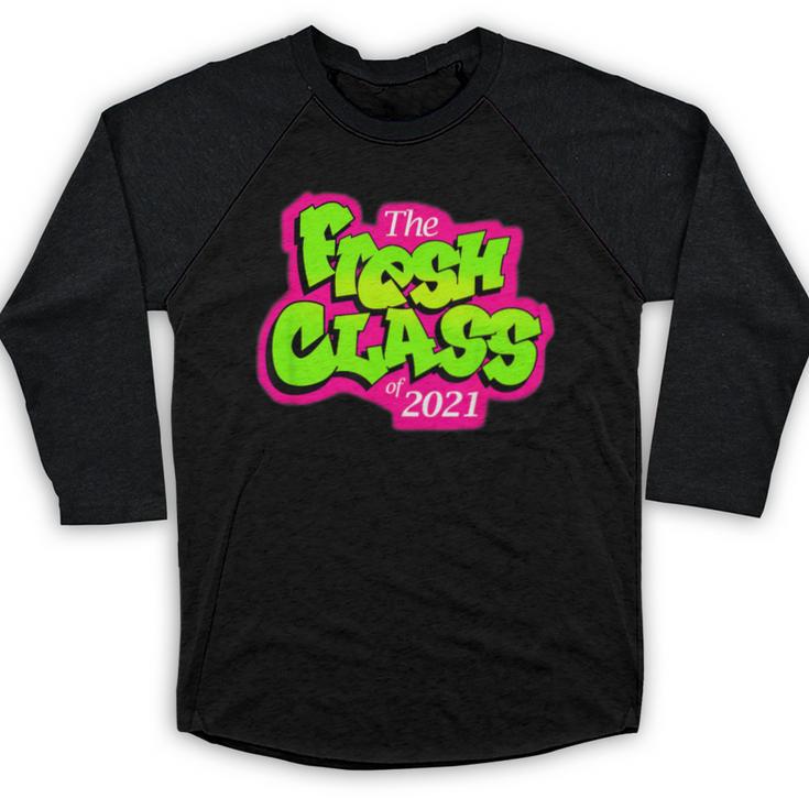Class Of 2021 Senior Fresh 90's TV Style Grad For Graduation Baseball Raglan Shirt
