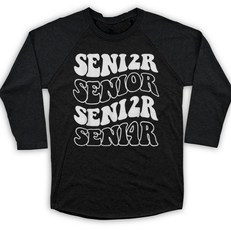 Class Of 2024 High School Senior Graduation Groovy Wave Baseball Raglan Shirt