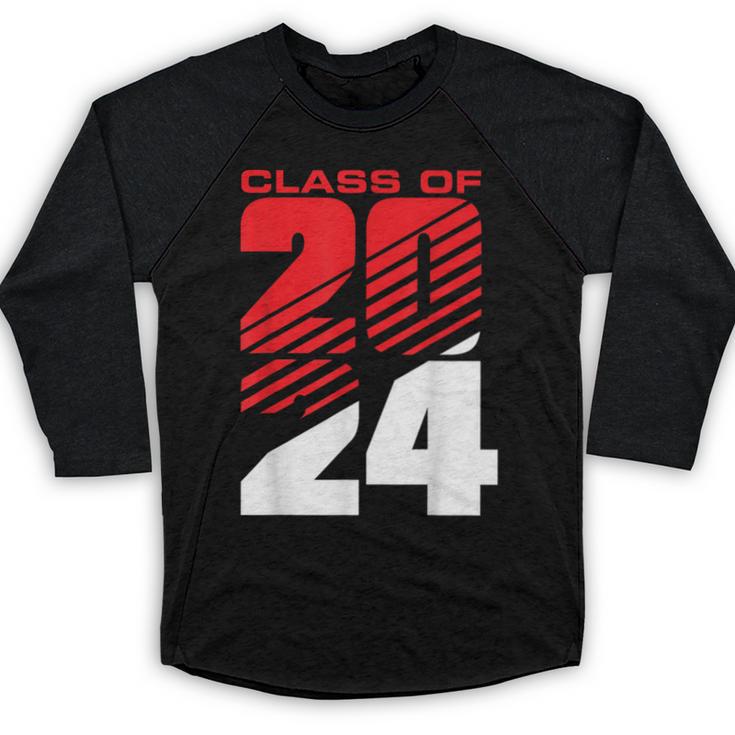 Class Of 2024 High School Senior Graduation Red Sports Style Baseball Raglan Shirt