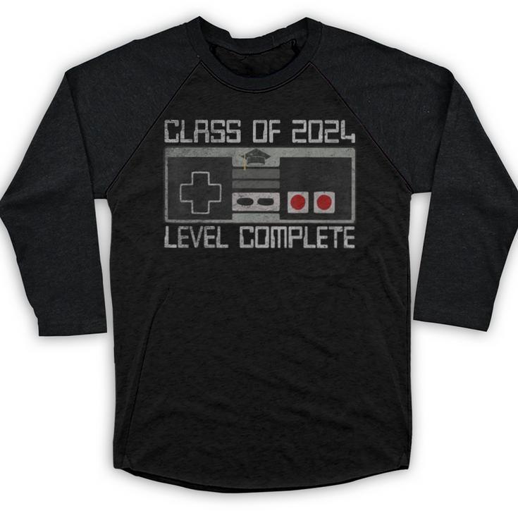 Class Of 2024 Level Complete Video Gamer Senior Graduation Baseball Raglan Shirt