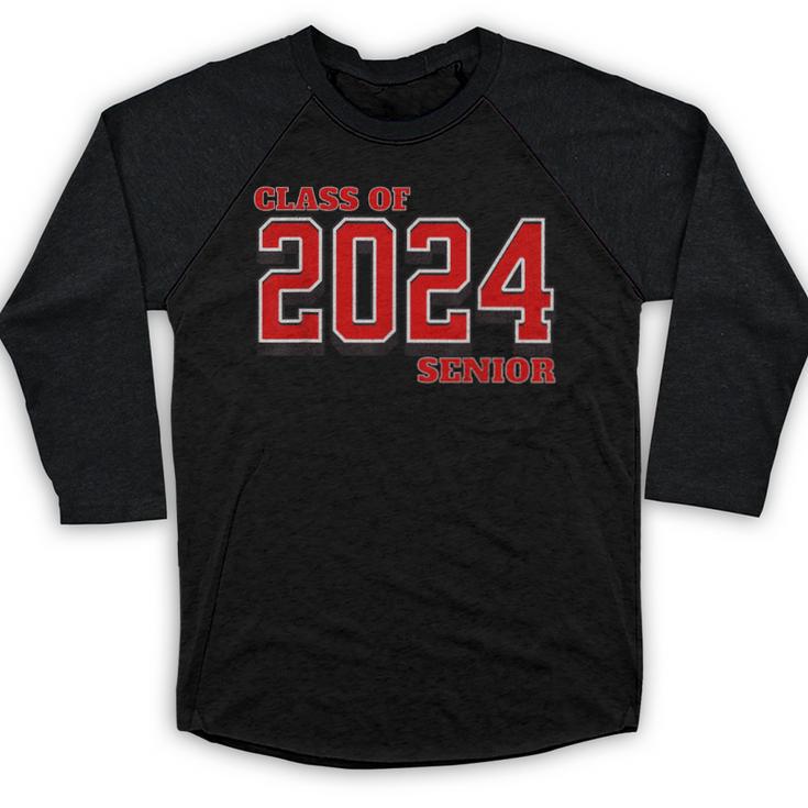 Class Of 2024 Senior Back To School Vintage Graduation Tee Baseball Raglan Shirt