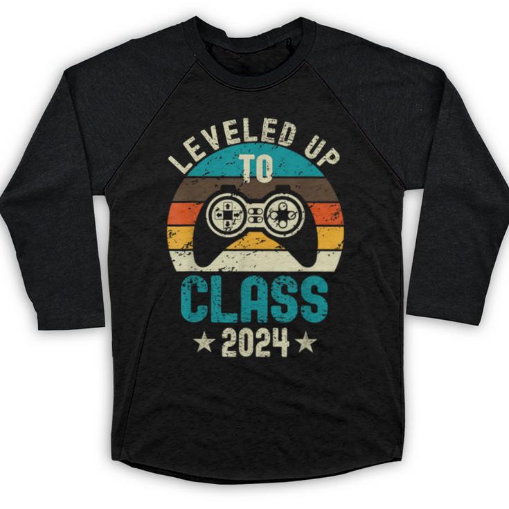Class Of 2024 Senior Graduation Leveled Up Gamer Class 2024 Baseball Raglan Shirt