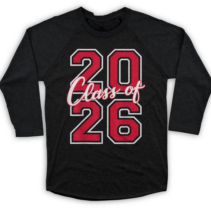Class Of 2026 Graduation Red With Varsity Letters Baseball Raglan Shirt