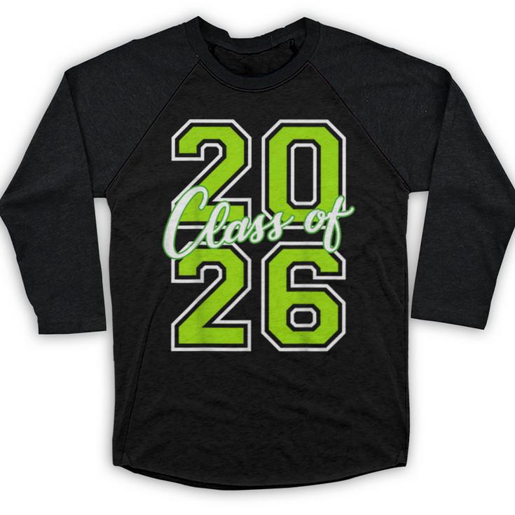Class Of 2026 Graduation Varsity Lime Green Letters Baseball Raglan Shirt