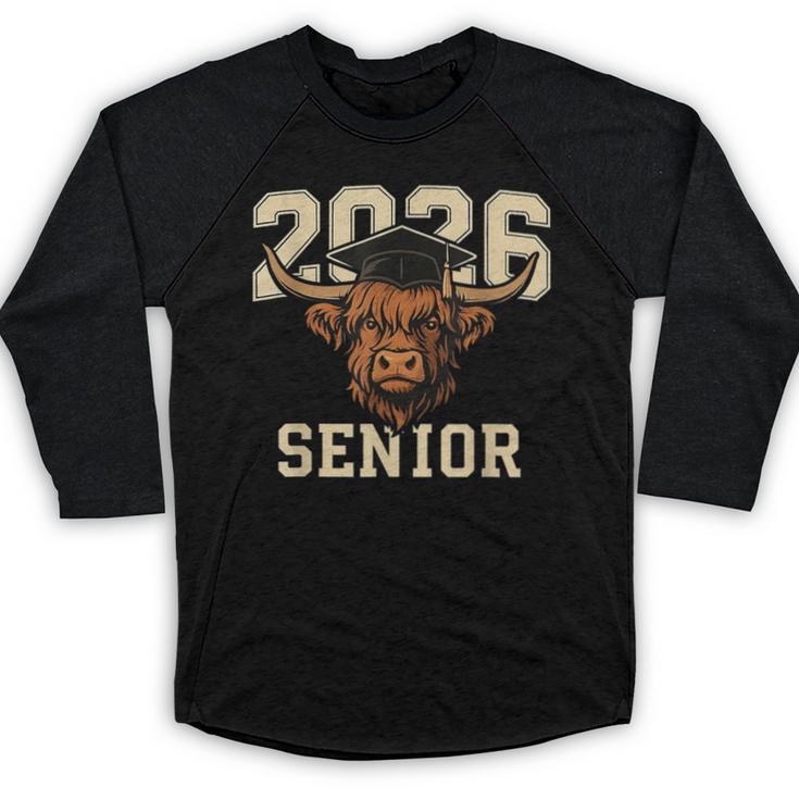 Class Of 2026 Highland Cow Senior Graduation School Pride Baseball Raglan Shirt