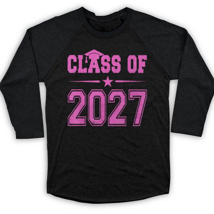 Class Of 2027 Pink Girls Shirt Graduation Baseball Raglan Shirt