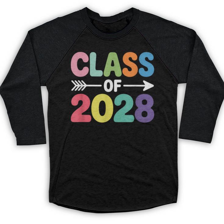 Class Of 2028 Colorful Graduation Baseball Raglan Shirt