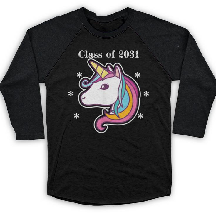 Class Of 2031 Graduation Year Unicorn T Shirt Baseball Raglan Shirt