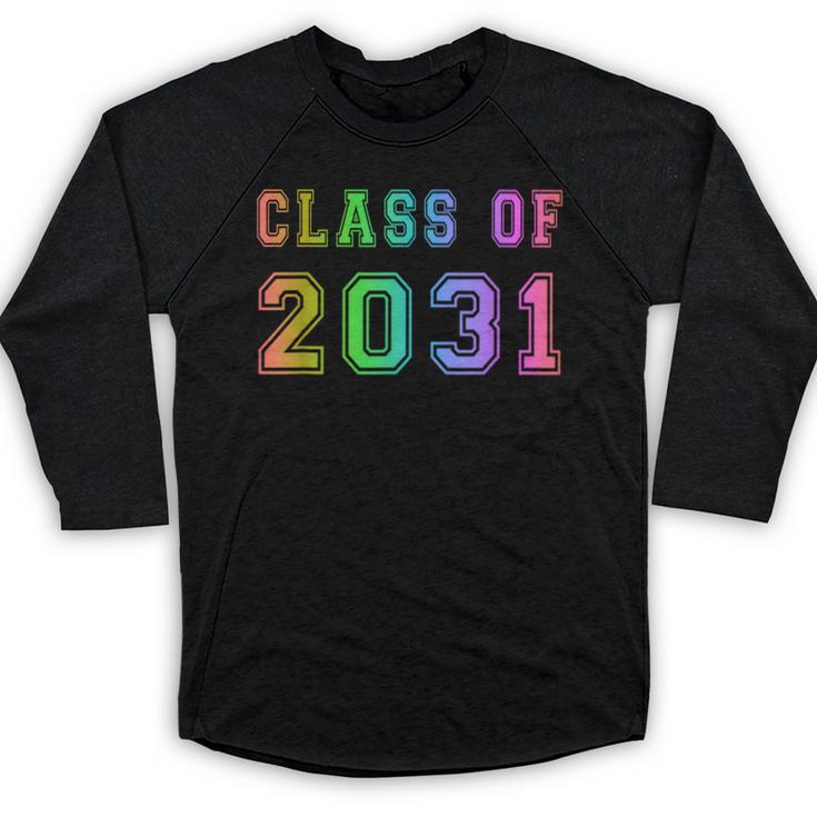 Class Of 2031 High School Graduation Date Kindergarten Shirt Baseball Raglan Shirt