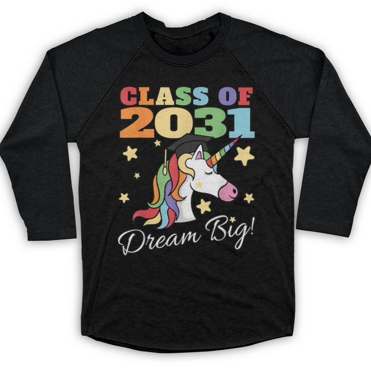 Class Of 2031 Magical Unicorn Graduation Cap Baseball Raglan Shirt