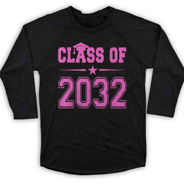 Class Of 2032 Pink Girls Shirt Graduation Baseball Raglan Shirt
