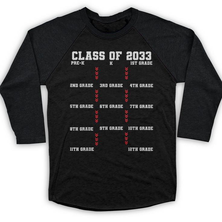 Class Of 2033 Graduation With Space For Hand Prints Baseball Raglan Shirt