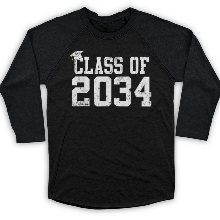 Class Of 2034 Grow With Me First Day Of School Graduation Baseball Raglan Shirt