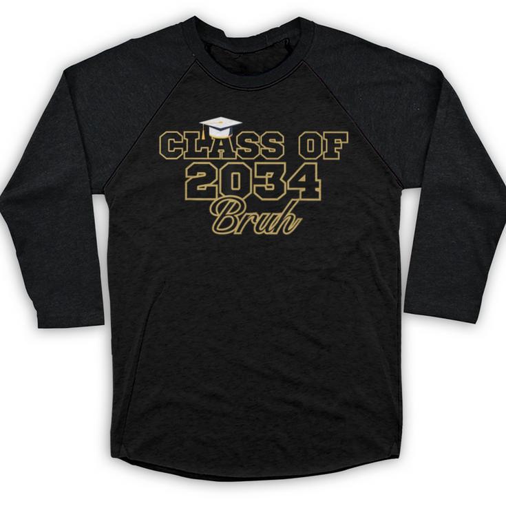 Class Of 2034 Senior 2034 Graduation Bruh Baseball Raglan Shirt
