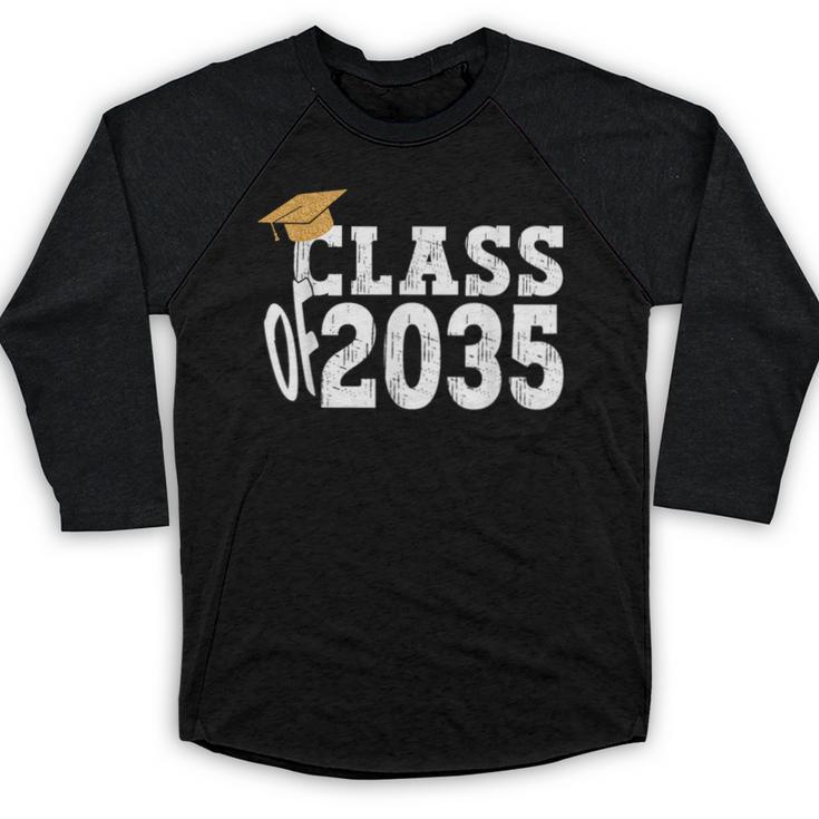 Class Of 2035 Grow With Me Boy Girl First Day Of Graduation Baseball Raglan Shirt