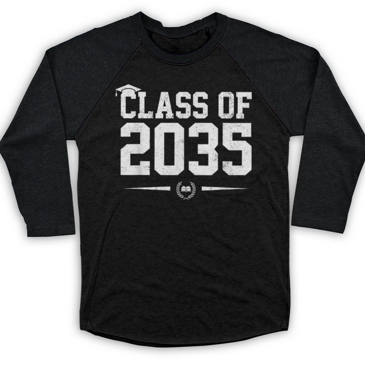 Class Of 2035 Grow With Me Graduation First Day Of School Baseball Raglan Shirt