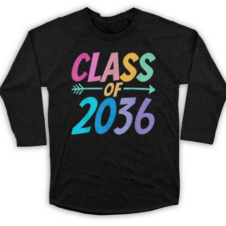 Class Of 2036 First Day Kindergarten Grow With Me Graduation Baseball Raglan Shirt