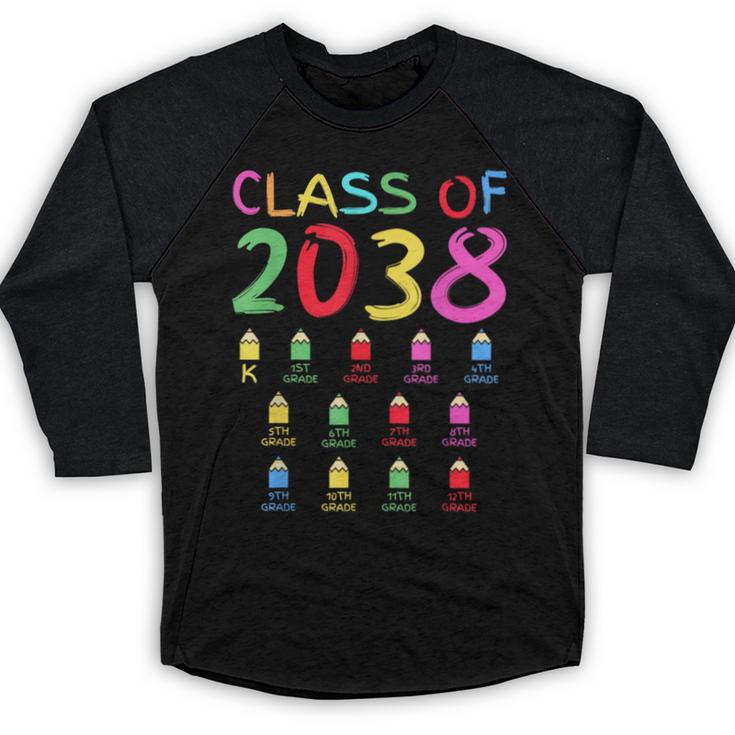 Class Of 2038 Senior Class 2038 Idea Graduation Grow With Me Baseball Raglan Shirt