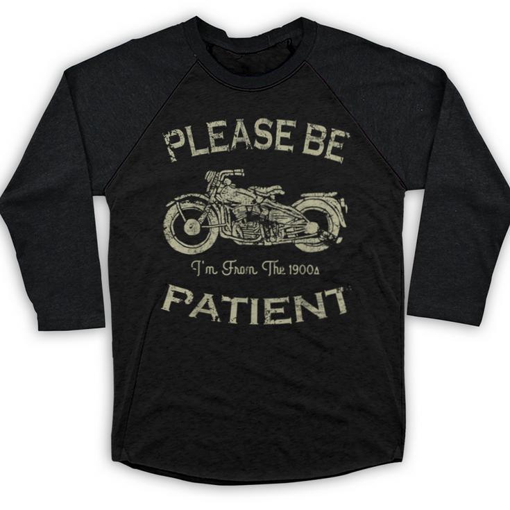 Classic Old Biker I'm From The 1900s Humorous Birthday Baseball Raglan Shirt