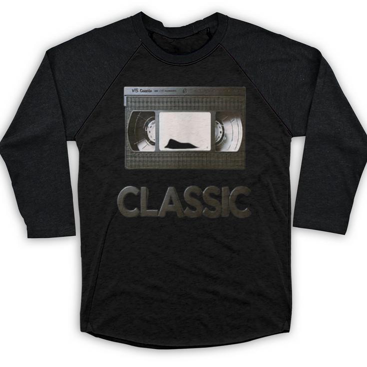 Classic VHS Tape Nostalgia Retro Baseball Raglan Shirt