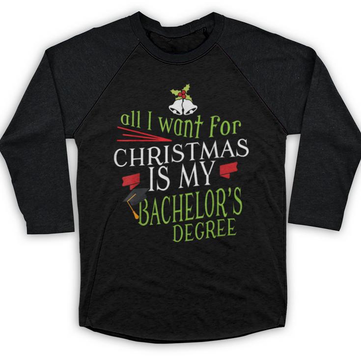 College Student Christmas Bachelors Degree Graduation Baseball Raglan Shirt