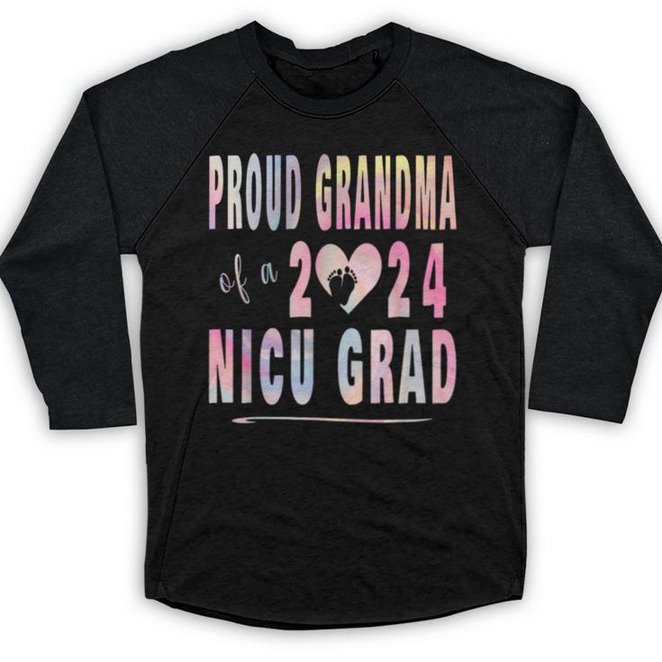 Colorful Proud Grandma 2024 NICU Graduate Baby Graduation Baseball Raglan Shirt