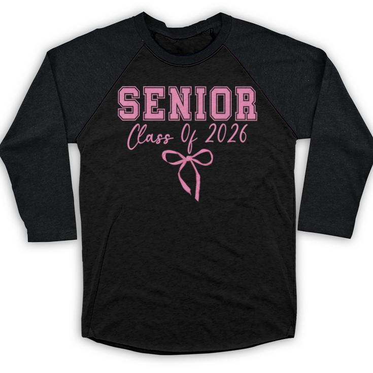 Coquette Senior 2026 Class Of 2026 Pink Bow Graduation 2026 Baseball Raglan Shirt
