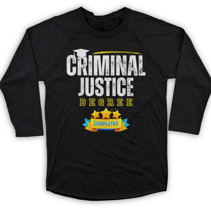 Criminal Justice Degree Graduation Senior Celebration Grad Baseball Raglan Shirt