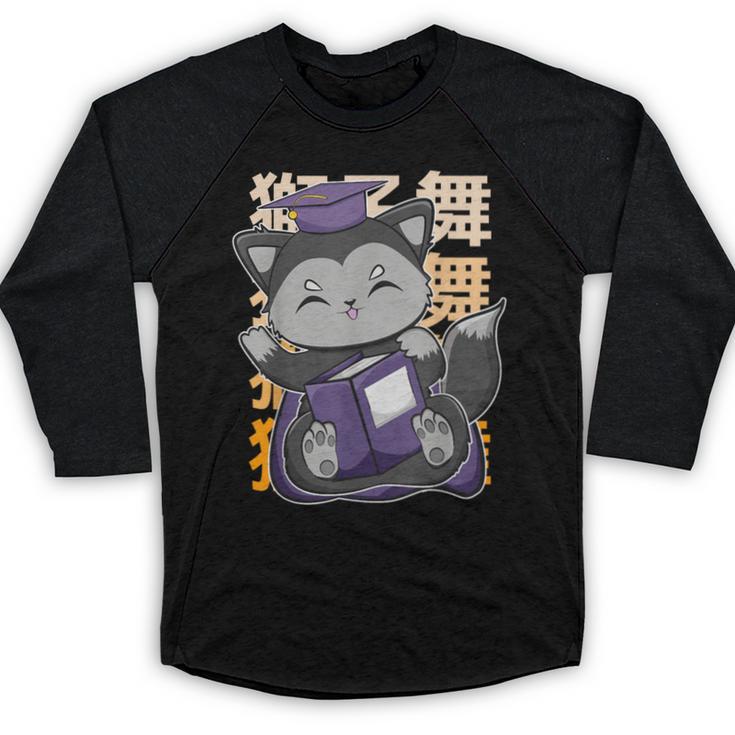 Cute Anime Fox Graduate Of A Class For Graduation Baseball Raglan Shirt