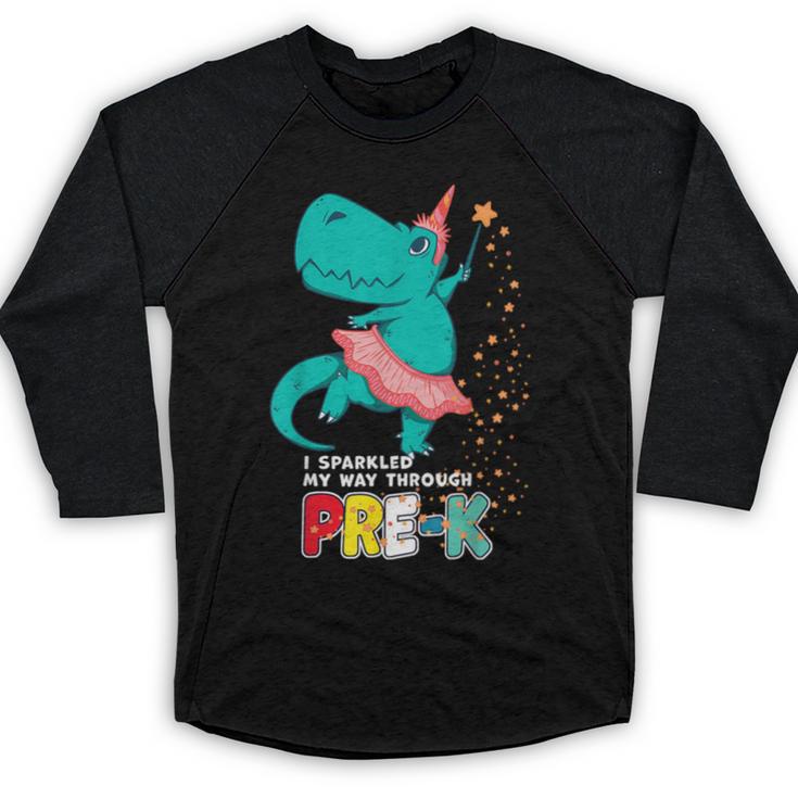 Cute Magical Ballerina Dino Unicorn Pre-K Graduation Baseball Raglan Shirt