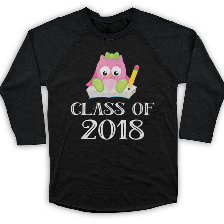 Cute Pink School Owl Class Of 2018 Graduation Baseball Raglan Shirt