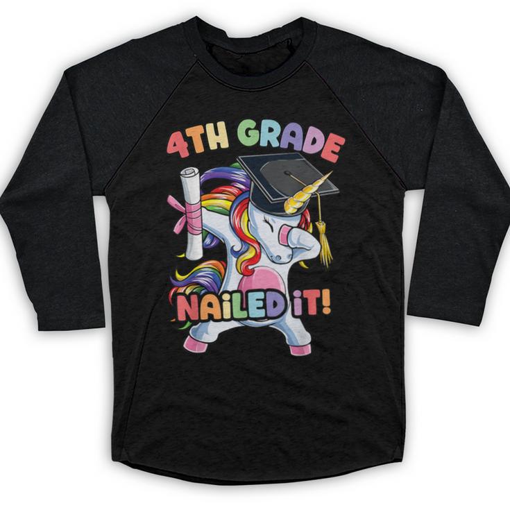 Dabbing 4th Grade Unicorn Graduation Class Of 2021 Nailed It Baseball Raglan Shirt