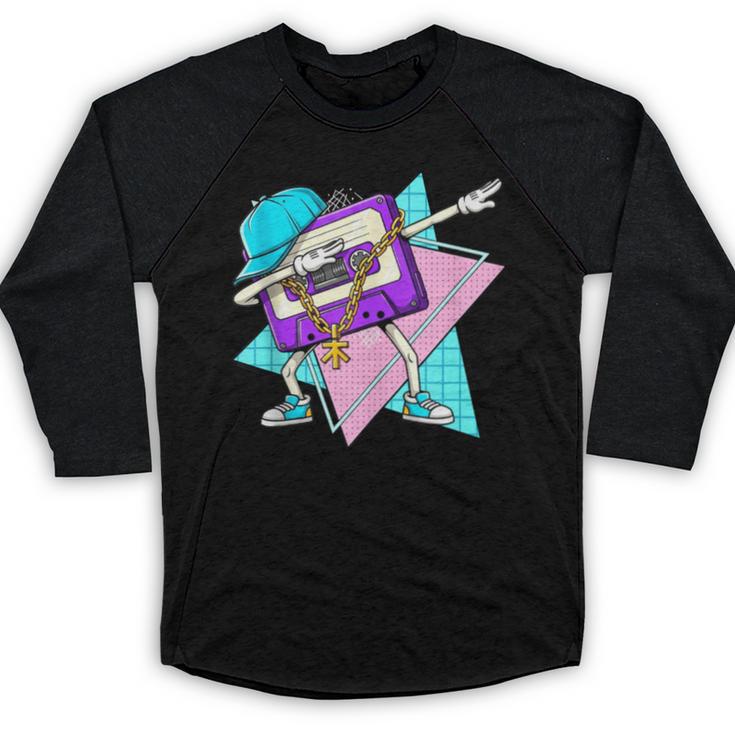 Dabbing Cassette Tape 70s 80s 80s Outfit Nostalgia Baseball Raglan Shirt