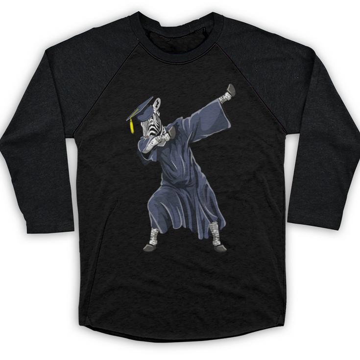 Dabbing Graduate Zebra Team Mascot Graduation Senior Shirt Baseball Raglan Shirt
