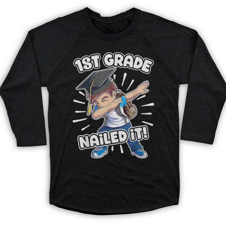 Dabbing Graduation Boy 1st Grade Class Of 2021 Nailed It Baseball Raglan Shirt