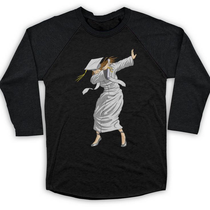 Dabbing Graduation Class Of 2025 Woman Graduation Baseball Raglan Shirt