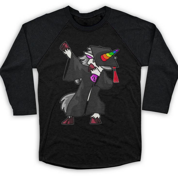 Dabbing Unicorn Cap And Gown Graduate 2021 Graduation Day Baseball Raglan Shirt