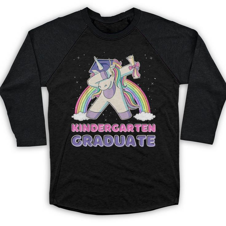 Dabbing Unicorn Kindergarten Graduation Dab Dance Girl Baseball Raglan Shirt