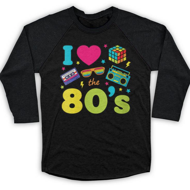 Dad I Love The 80's Retro 80s Nostalgia For Dad Baseball Raglan Shirt