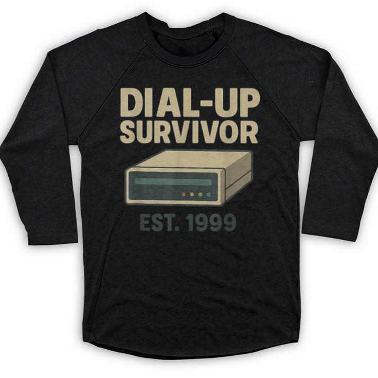 Dial Up Survivor Retro 90s Internet Nostalgia Baseball Raglan Shirt