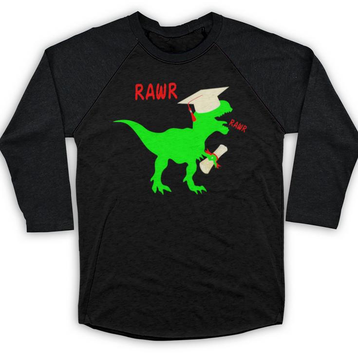 Dinosaur Rawr Diploma Grad Graduate Graduation Baseball Raglan Shirt
