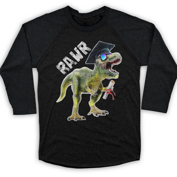 Dinosaur T Rex Rawr Last Day Of School Graduation Shirt Baseball Raglan Shirt