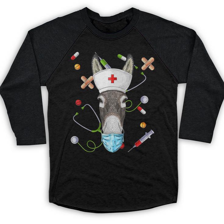Donkey Nurse RN ER Nursing School Graduation Baseball Raglan Shirt