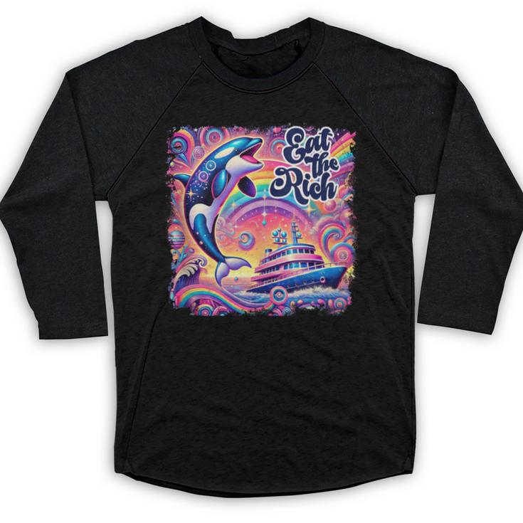EAT THE RICH 90S NOSTALGIA WHALE ORCA YAHCT RETRO Baseball Raglan Shirt