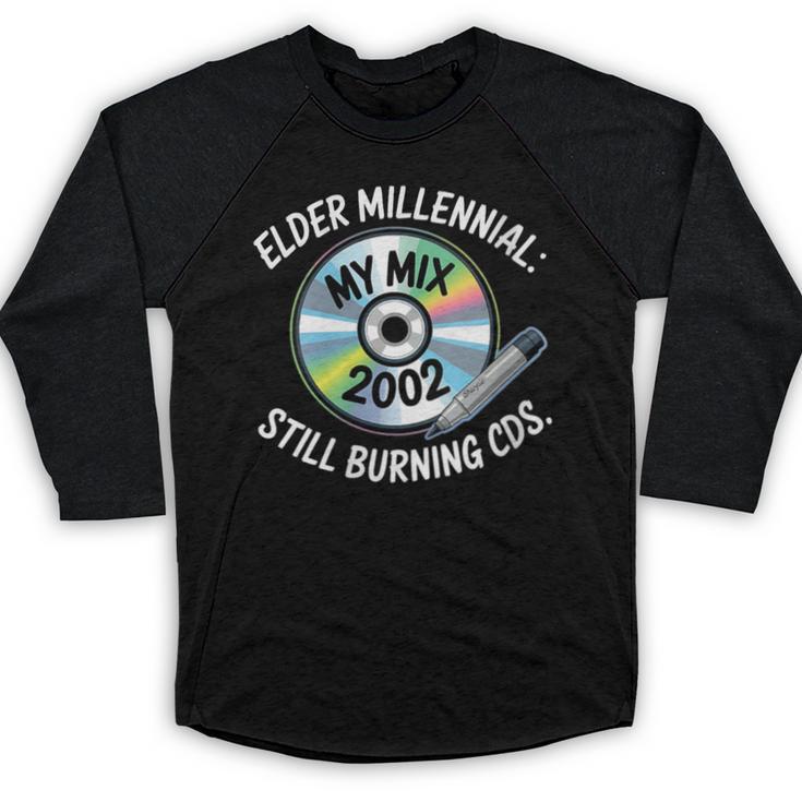 Elder Millennials Embracing 90s CDs Nostalgia Vibes Baseball Raglan Shirt