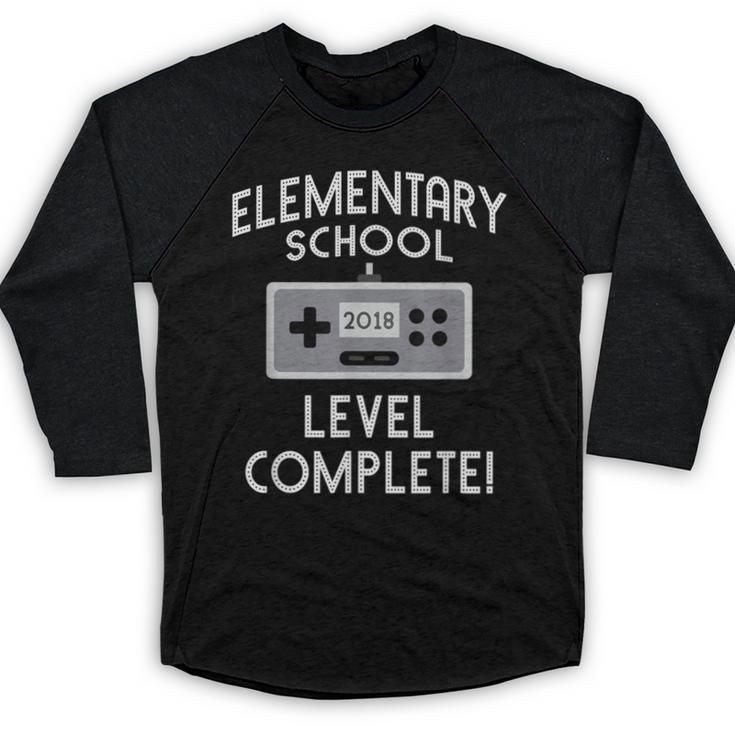 Elementary School Graduation Shirt Level Complete Gamer Baseball Raglan Shirt
