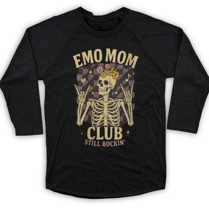Emo Mom Club Still Rockin Skeleton Nostalgia Women Mother Baseball Raglan Shirt