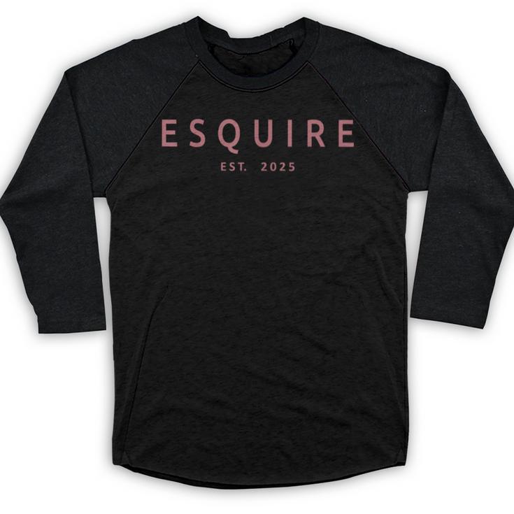 Esquire Est 2025 Women Attorney Lawyer Law School Graduation Baseball Raglan Shirt