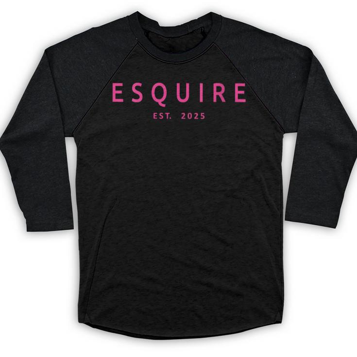 Esquire Est 2025 Women Lawyer Attorney Law School Graduation Baseball Raglan Shirt